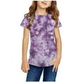 thumbnail image 1 of IROINNID Shirts For Kids Short Sleeve Tie Dye Ruched T-Shirt Round Neck Crop Top For 3-14 Years Girls T-Shirt Tee 4-5 Years, 1 of 4