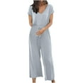 thumbnail image 1 of IROINNID Short Sleeve Jumpsuit For Women Full-Length Fashion Summer Casual Sexy Wide Leg Pants Jumpsuit, 1 of 9