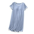 thumbnail image 1 of IROINNID Silk Pyjamas Dress for Women, Lightweight Cooling Short Sleeve Round Neck Lounging Summer Pajama for Women, 1 of 9