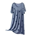thumbnail image 1 of IROINNID Silk Pyjamas Long Dress for Women, Plus Size Floral Short Sleeve and Round Neck Lightweight Home Cooling Summer Pajama Soild Color for Women, 1 of 5