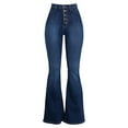 thumbnail image 1 of IROINNID Skinny Pants For Women Elastic Waist High-waist Wide-legged Casual Pants Teenagers Classic Denim Solid Color Jean, 1 of 5
