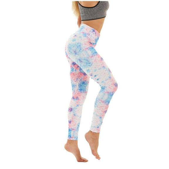 IROINNID Skinny Pants For Women Elastic Waist Tie-dye High Waist Stretch Yoga Pants Print Legging