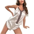 thumbnail image 1 of IROINNID Sleepwear Sets for Women Camisole Pajamas Two Pieces Home Wear Silk Nightwear Two-piece Set,White, 1 of 6