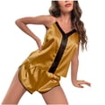 thumbnail image 1 of IROINNID Sleepwear Sets for Women Camisole Pajamas Two Pieces Home Wear Silk Nightwear Two-piece Set,Yellow, 1 of 1