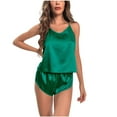 thumbnail image 1 of IROINNID Sleepwear Sets for Women Silk Halter Pajamas with Shorts Sexy Homewear Pajamas Two-piece Set,Green A, 1 of 1