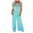 thumbnail image 1 of IROINNID Sleeveless Jumpsuit For Women Full-Length Striped Jumpsuit Casual Wide Leg Pants Jumpsuit, 1 of 9