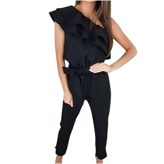 IROINNID Sleeveless Jumpsuit For Women Full-Length Fashion Bandage Cold Shoulder Suspender Cami Pants Pockets Jumpsuit