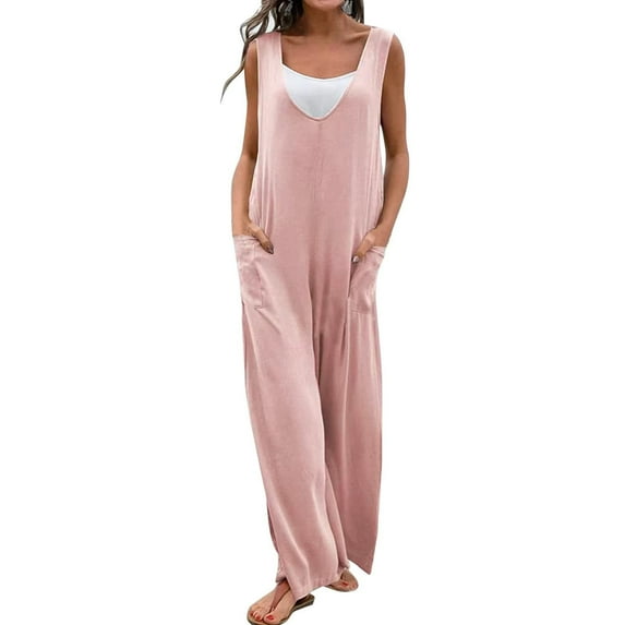 IROINNID Sleeveless Jumpsuit For Women Full-Length Fashion Summer Casual Pocket Suspender Jumpsuit