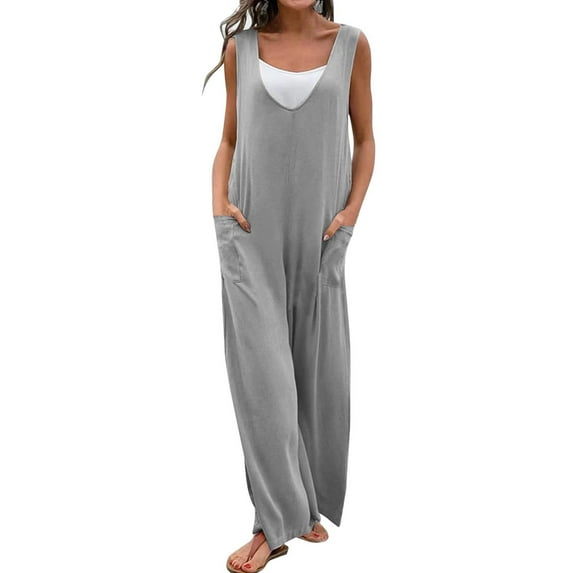 IROINNID Sleeveless Jumpsuit For Women Full-Length Fashion Summer Casual Pocket Suspender Jumpsuit