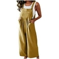 thumbnail image 1 of IROINNID Sleeveless Jumpsuit For Women Full-Length Linen Cotton Pocket Casual Wide Leg Side Button Jumpsuit, 1 of 9
