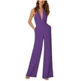 thumbnail image 1 of IROINNID Sleeveless Off-the-Shoulder Jumpsuit For Women Full-Length Ladies Summer Backless Loose Long Rompers Jumpsuit, 1 of 6