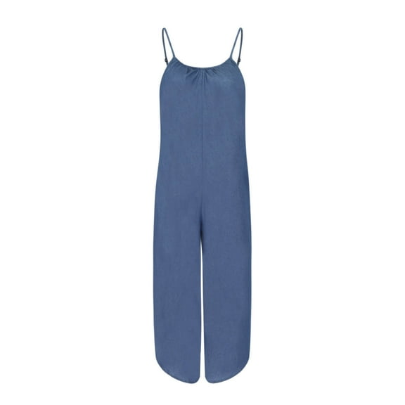 IROINNID Sleeveless Suspender Jumpsuit For Women Full-Length Casual Jeans Long Denim Wide Legs Jumpsuit Trousers Clubwear Rompers Jumpsuit