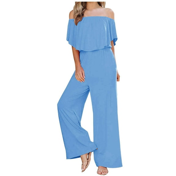 IROINNID Sleeveless Suspender Jumpsuit For Women Full-Length Fashion Summer Casual Ruffle Suspender Jumpsuit