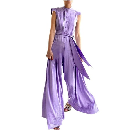 IROINNID Sleeveless Suspender Jumpsuit For Women Full-Length Jumpsuits Loose Waistband Jumpsuit