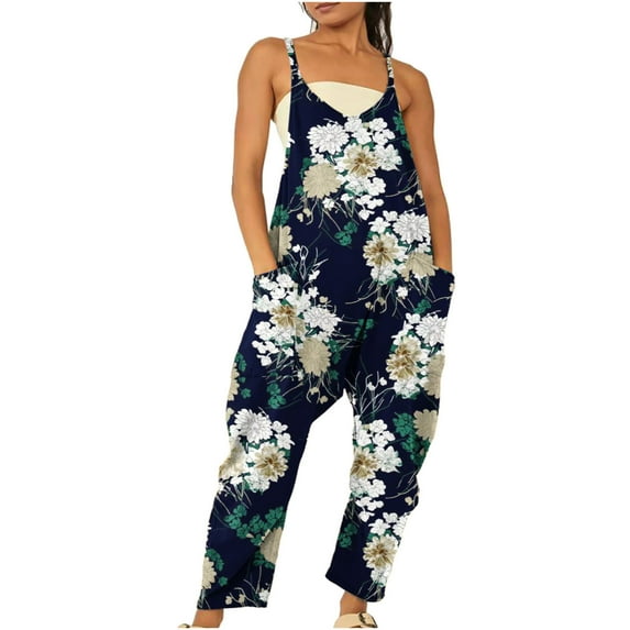 IROINNID Sleeveless Suspender Jumpsuit For Women Loose Baggy Pocket Jumpsuit Overalls Sling Jumpsuit