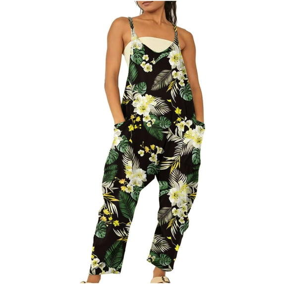 IROINNID Sleeveless Suspender Jumpsuit For Women Loose Baggy Pocket Jumpsuit Overalls Sling Jumpsuit