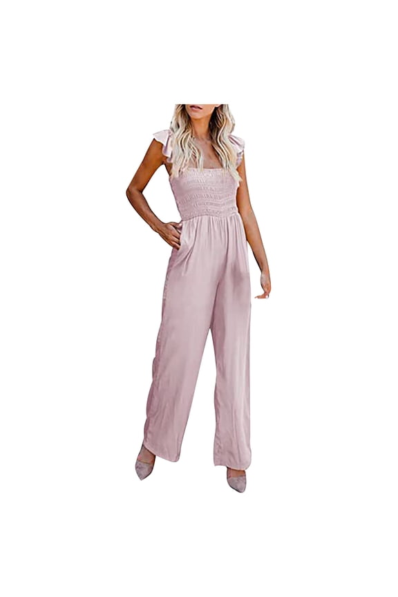 Sleeveless V-Neck Jumpsuit For Women Full-Length Comfortable Casual Versatile Suspender One-piece Wide Leg Pants Jumpsuit