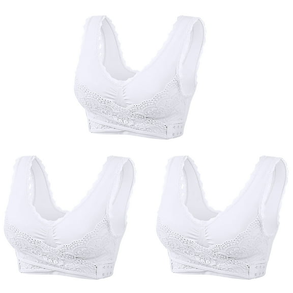 IROINNID Sport Bra 3PC Set for Women Push Up Breathable No Rims Everyday Underwear Embroidered Seamless Workout Yoga Bra,White