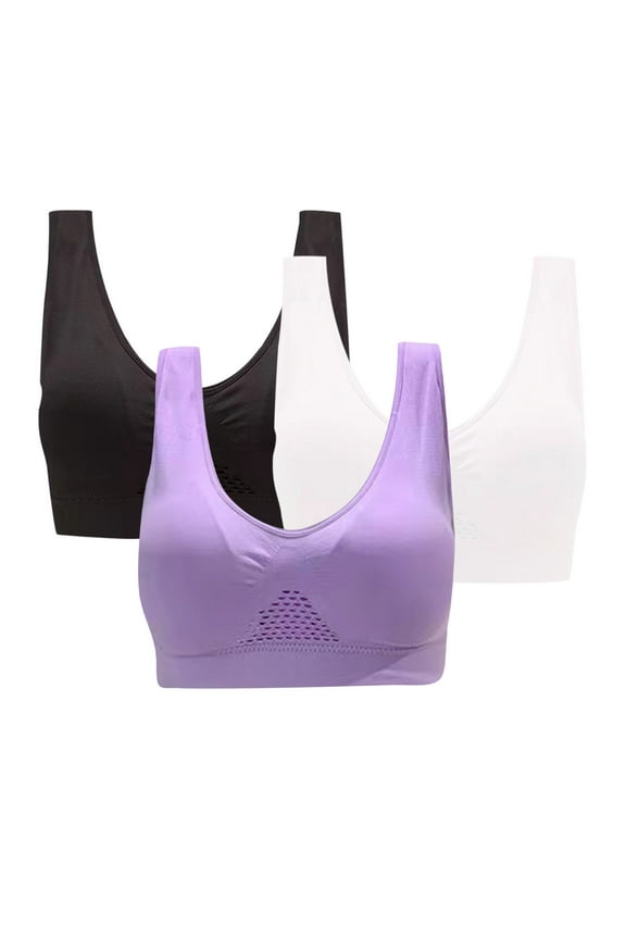 Sports Bras for Women 3 Pack Push Up Bra Sports Bra Without Wire Free Support Yoga Running Vest Underwear,Multicolor