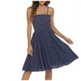 thumbnail image 1 of IROINNID Square Neck Dress For Women Sleeveless Summer Boho Small Circle Elastic Tube Top Sling Beach Dress Knee-Length Prints A-Line Dress, 1 of 8