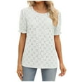 thumbnail image 1 of IROINNID Summer Blouse For Women Breathable Round-Neck Solid Short Sleeve Tops Blouse, 1 of 6