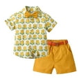 thumbnail image 1 of IROINNID Summer Boy's 4PCS Wear Short Sleeve Lapel Blouse Shorts Suit With Belt Tie, 1 of 3