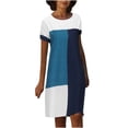 thumbnail image 1 of IROINNID Summer Dresses For Mother Temperament Casual Short Sleeve Round-Neck Print Loose Waist Mid-Skirt Dress Cheap, 1 of 8