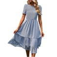 thumbnail image 1 of IROINNID Summer Dresses For Women 2023 Pink Comfy Round Neck Short Sleeve Solid Leisure Vacation Dresses Summer, 1 of 8