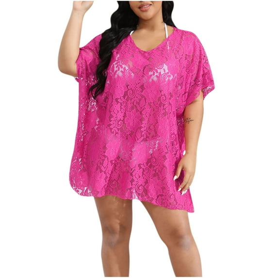 IROINNID Summer Dresses for Women 2024 Cover Up with Short Sleeve and V-Neck Casual Summer Outfits Beach Dress