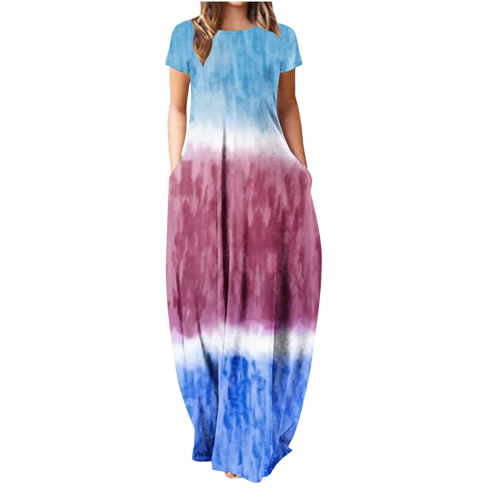 IROINNID Summer Dresses for Women 2024, Indenpence Day Women Maxi Outfits Dresses with Round