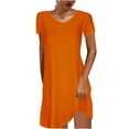thumbnail image 1 of IROINNID Summer Dresses for Women , Midi Dress Summer Casual Short Sleeve and Round Neck Flowy Soild Color Outfits Sun Dress, 1 of 5