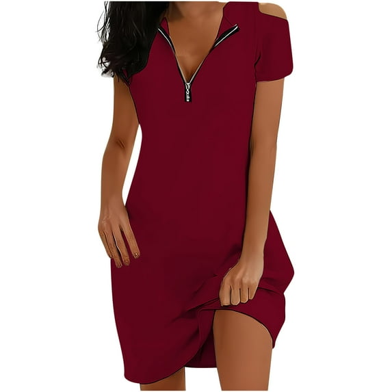 IROINNID Summer Dresses for Women , Midi Dresses Loose Casual Short Sleeve and V-Neck Vacation Outfits