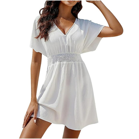 IROINNID Summer Dresses for Women , Plus Size Dresses for Women, V-Neck and Short Sleeve Casual Summer Beach Dress