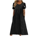thumbnail image 1 of IROINNID Summer Dresses for Women 2024, Plus Size Maxi Dress Short Sleeve and Round Neck Soild Color with Pocket Summer Holiday Dresses, 1 of 6
