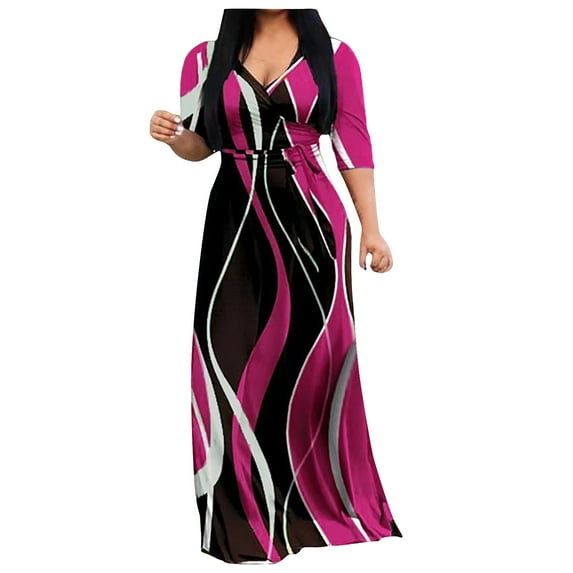IROINNID Summer Dresses for Women 2024, Plus Size Party Wedding Guest Maxi Dresses for Women, V-Neck and Short Sleeve Summer Dresses