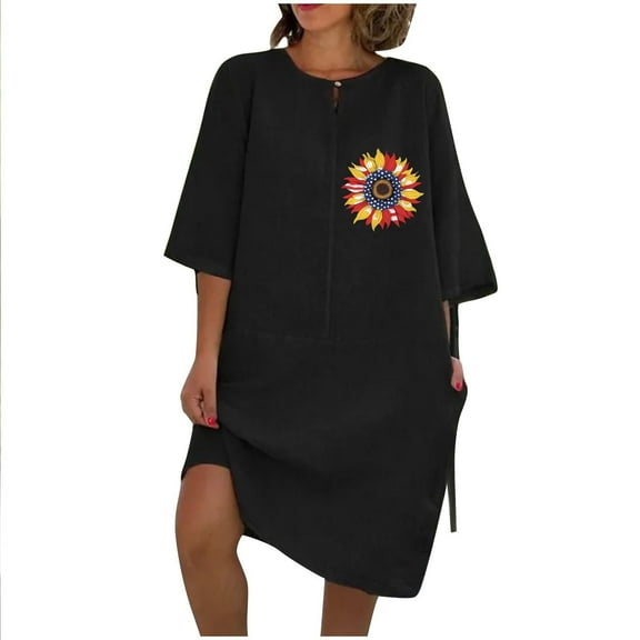 IROINNID Summer Dresses for Women , Plus Size Summer T-shirt Dresses for Women with Short Sleeve and Round Neck Printed Casual Outfits Dress