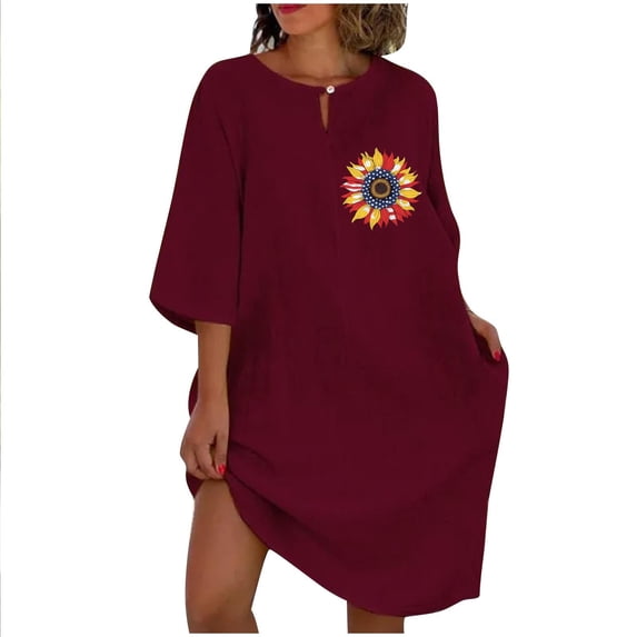 IROINNID Summer Dresses for Women , Plus Size Summer T-shirt Dresses for Women with Short Sleeve and Round Neck Printed Casual Outfits Dress
