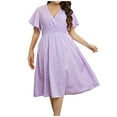 thumbnail image 1 of IROINNID Summer Dresses for Women , Plus Size Wedding Guest Knee Length Dresses for Women with Short Sleeve and V-Neck Summer Outfits Dress, 1 of 6