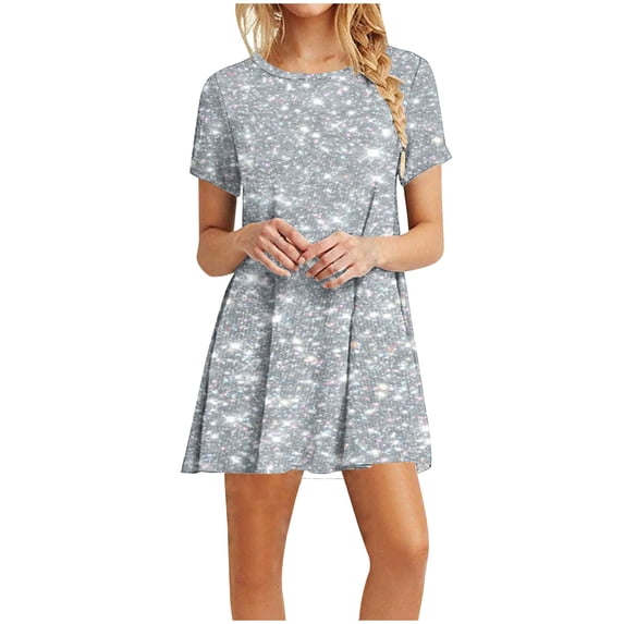 IROINNID Summer Dresses for Women , Plus Size Women Casual Outfits Short Dresses with Round Neck and Short Sleeve Summer Ruffled Dresses