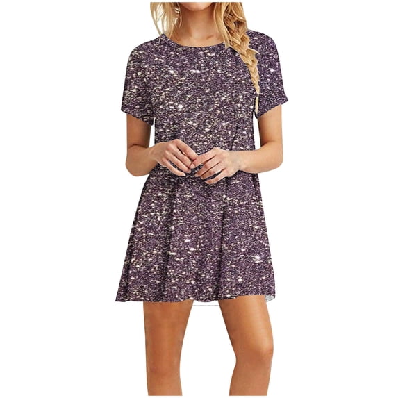 IROINNID Summer Dresses for Women 2024, Plus Size Women Casual Outfits Short Dresses with Round Neck and Short Sleeve Summer Ruffled Dresses