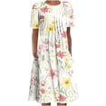 thumbnail image 1 of IROINNID Summer Dresses for Women 2024, Summer Casual Midi Dresses with Short Sleeve and Round Neck Ruffled Floral Outfits Dress, 1 of 5