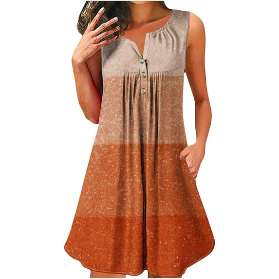 IROINNID Summer Dresses for Women 2024, Wedding Guest Dresses for Women , Round Neck and Sleeveless Printed Flowy Casual Vacation Dresses