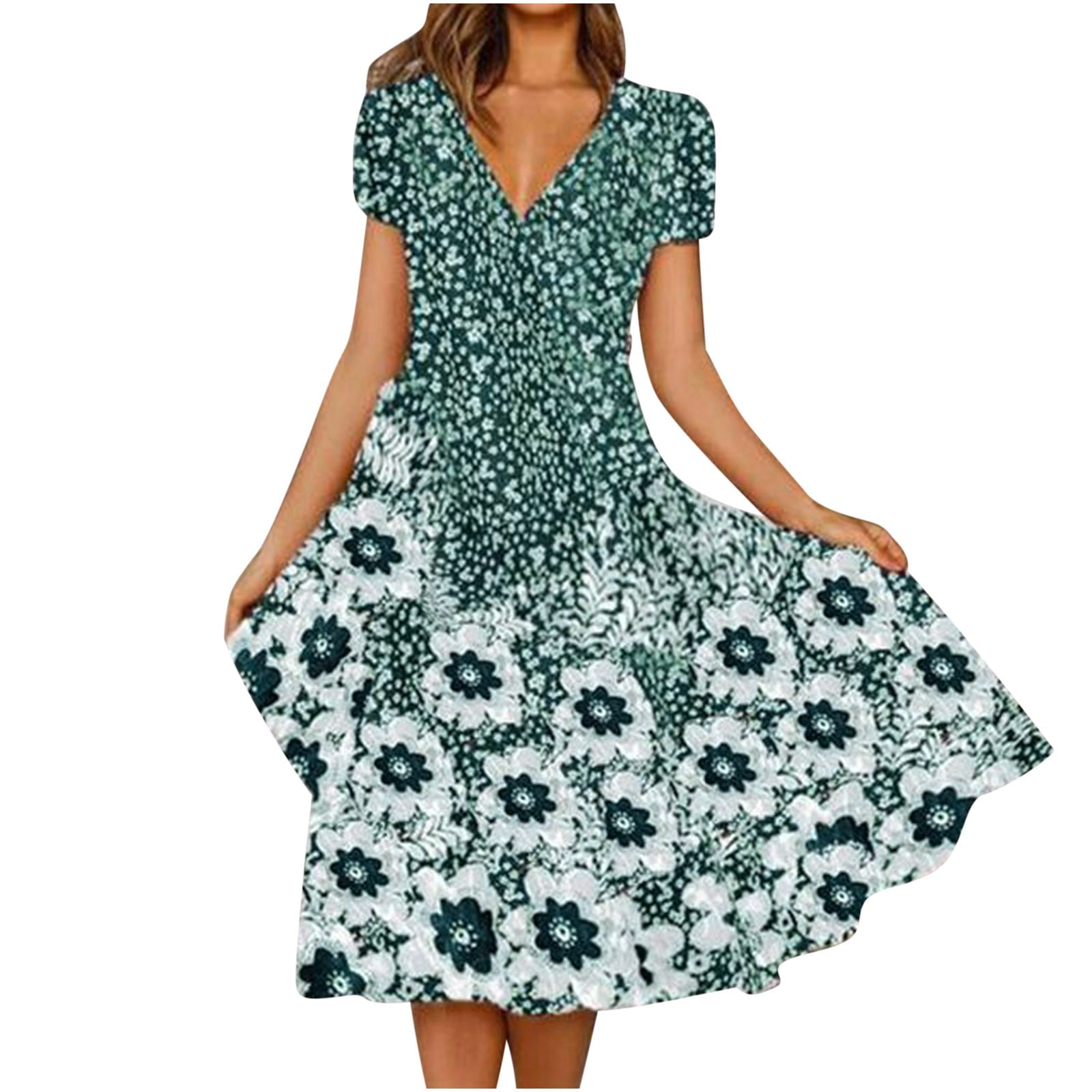 IROINNID Summer Dresses for Women 2024, Wedding Guest Dresses for Women  with Short Sleeve and V-Neck Summer Outfits Dress - Walmart.com