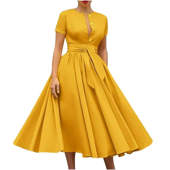IROINNID Summer Dresses for Women , Wedding Guest Maxi Dresses for Women, Short Sleeve and Round Neck Flowy Summer Outfits Dress