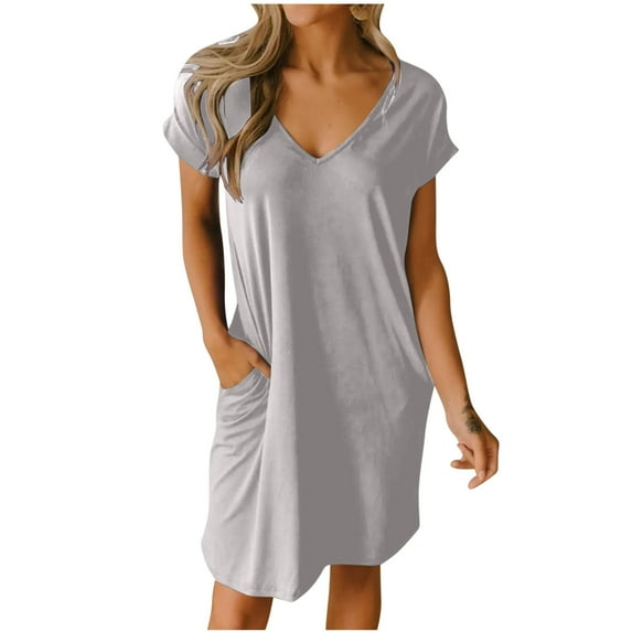 IROINNID Summer Dresses for Women 2024, Wedding Guest Short Dresses for Women, Plus Size Short Sleeve and V-Neck Summer Cooling Dresses
