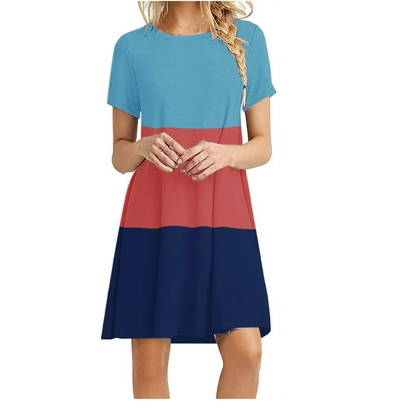 IROINNID Summer Dresses for Women 2024, Wedding Guest Short Dresses for Women , Round Neck and Short Sleeve Casual Pullover Vacation Dresses