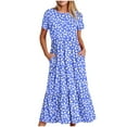 thumbnail image 1 of IROINNID Summer Dresses for Women 2024, Women Wedding Guest Maxi Dresses with Short Sleeve and Round Neck Summer Ruffled Flowy Sundresses, 1 of 4