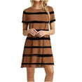 thumbnail image 1 of IROINNID Summer Dresses for Women 2024, Women Wedding Guest Short Dresses, Round Neck and Short Sleeve Stripe Summer Outfits Dress, 1 of 4