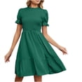 thumbnail image 1 of IROINNID Summer For Women 2023 Leisure Fashion Solid Color Short Puff Sleeve Comfy Dress Clearance, 1 of 8
