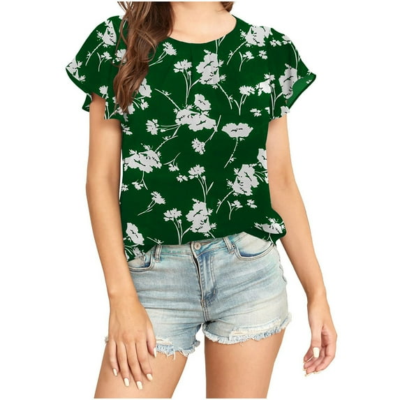 IROINNID Summer Loose T-shirt For Women Casual Solid Round Neck Short Sleeve Tops